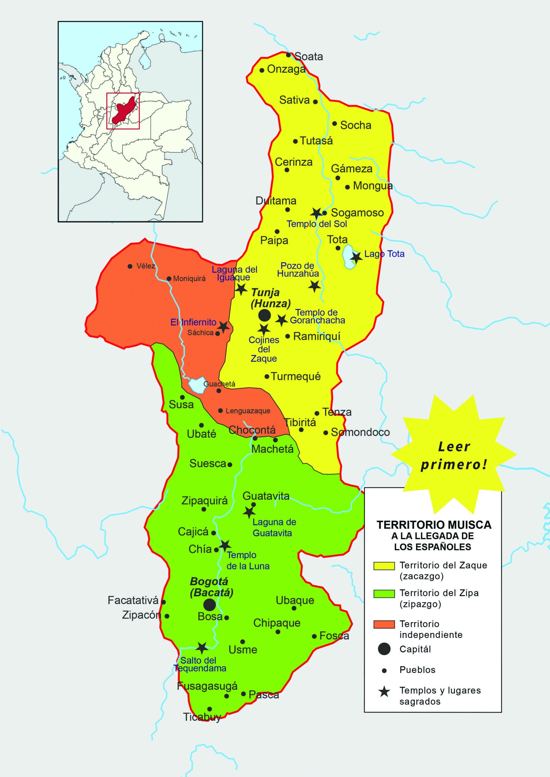 Mapa de la toponimia Muisca
