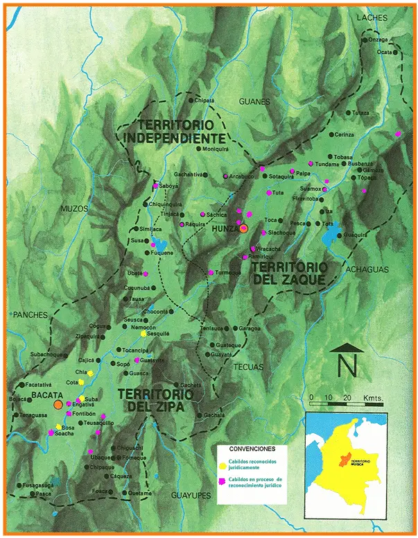 Mapa de territorio ancestral muisca
