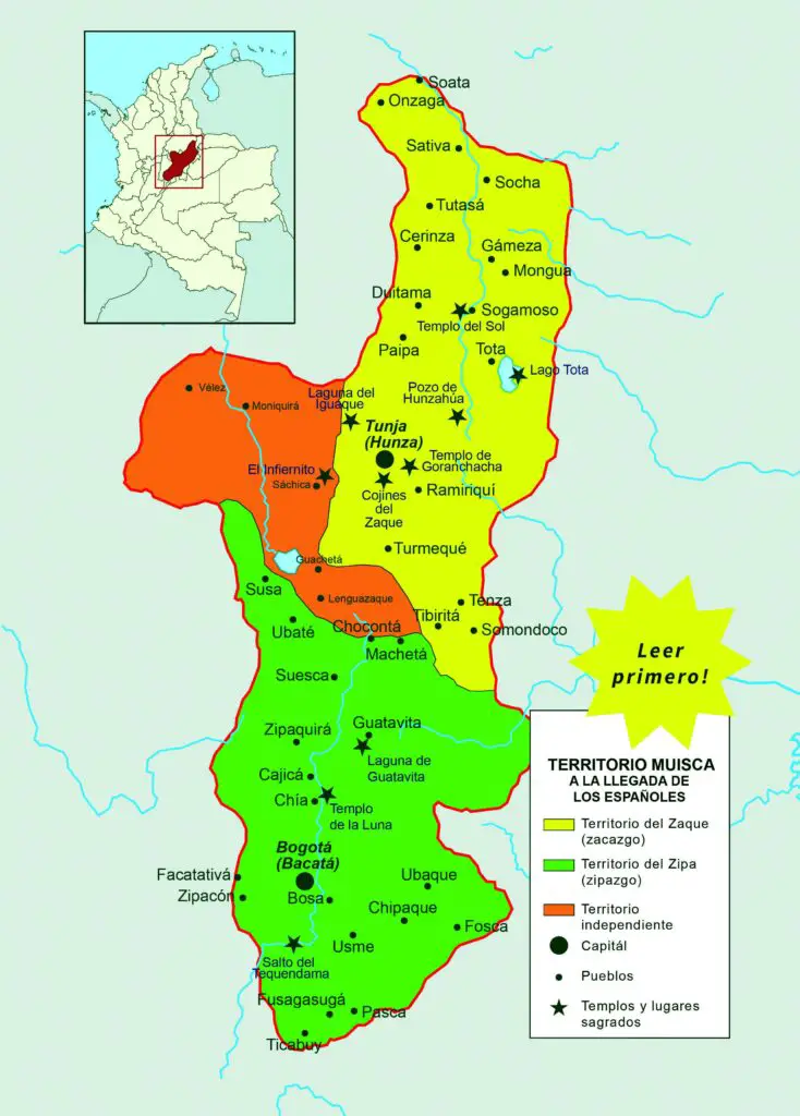 mapa muisca, organizacion muiscas, confederacion muisca